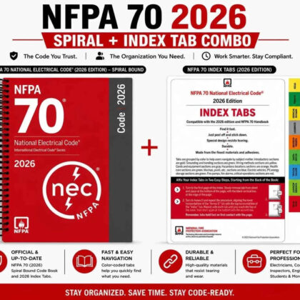 NEC 2026 Spiral Code Book + Official Color-Coded Index Tabs | 2-Piece Combo Set