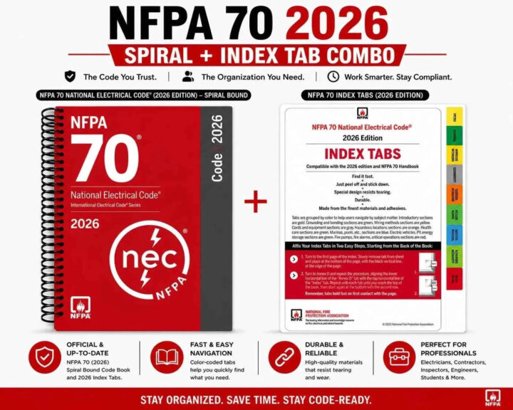 NEC 2026 Spiral Code Book + Official Color-Coded Index Tabs | 2-Piece Combo Set