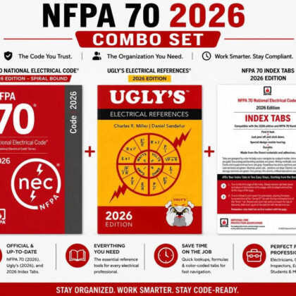NEC 2026 Spiral Code Book + Ugly's Electrical References 2026 + Official Index Tabs | 3-Piece Combo Set