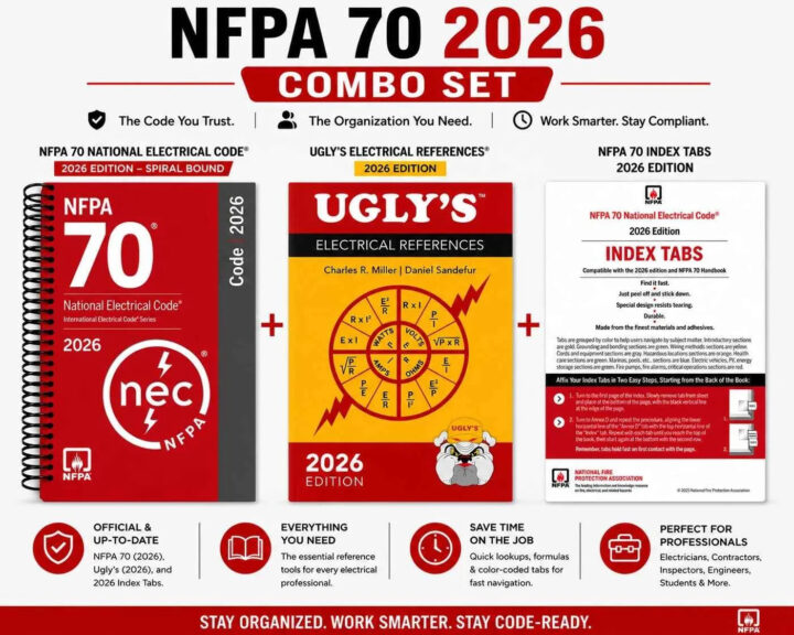 NEC 2026 Spiral Code Book + Ugly's Electrical References 2026 + Official Index Tabs | 3-Piece Combo Set